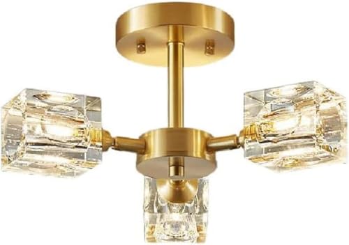 Lustre salon moderne et plafonnier en cristal de luxe en cuivre orientable
