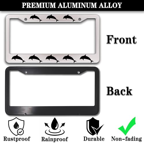 License Plate Frames for Women Black and White License Plate Protector for Men Dolphin Universal Aluminum Car Accessory 2 Pack with Screw Covers Set by Mostuwo - Image 3