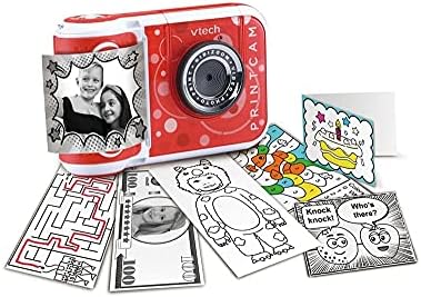 VTech KidiZoom PrintCam (Red), Digital Instant Camera for Children with Built-in Printer, Video Recording, Special Effects, Fun Games & Comic Strip Maker, Rechargeable Battery, Age 5 Years +