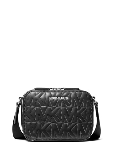 Michael Kors Hudson Horizontal Crossbody Bag, Silver-Tone Hardware/Black/MK Quilt