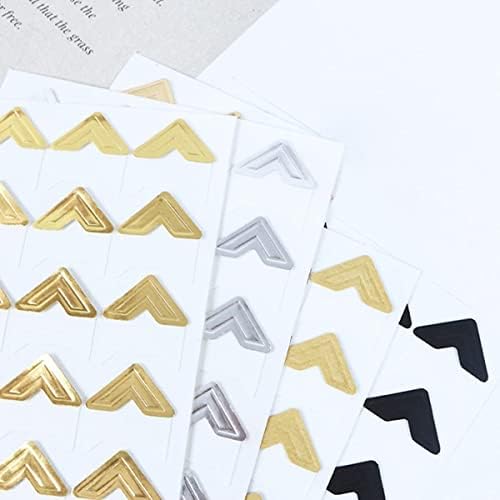480 Pieces Self Adhesive Photo Corners for Scrapbook, Photo Album, Trip Journal, Memory Book or Dairy in Black+Kraft+Gold+Silver
