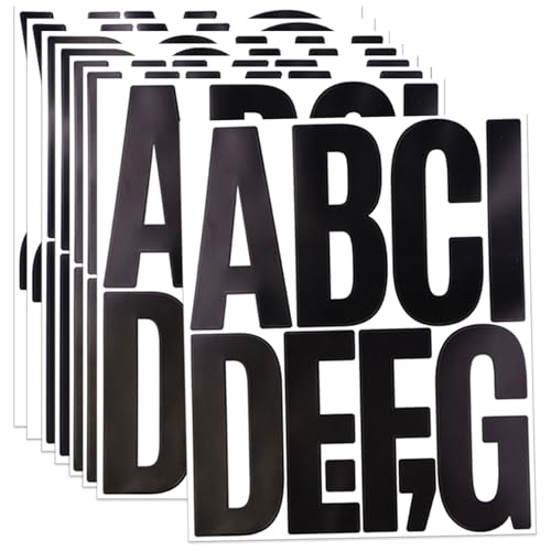 8 Sheets 5 Inch Black Letters Stickers, 78 Pieces Large Vinyl Alphabet Punctuation Sticker for Mailbox, House, Trucks, Self Adhesive & Waterproof