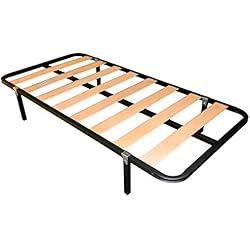 Miroytengo Somier de Tubo Acerado 30x30 mm con Refuerzo Central Láminas de Chopo y Pintura Metalizada (con 4 Patas, 105x190 cm)