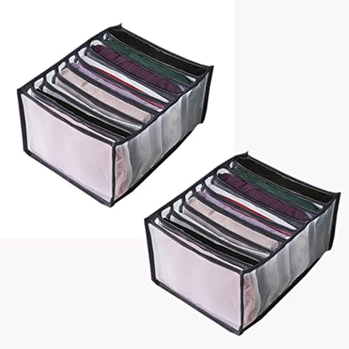 bolukets Clothes Drawer Organisers for Jeans T-shirt Pants Leggings Clothes, 7/9 Grids Foldable Closet Wardrobe Dresser Storage Boxes Large Size Drawer Dividers with Handle