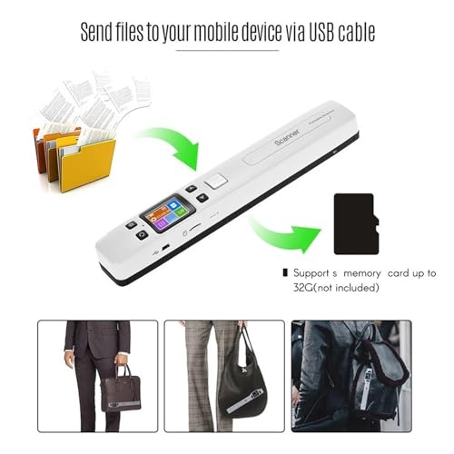Mini escáner portátil A4 para escanear sin computadora papeles importantes a 1050 DPI 4