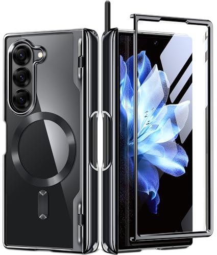 Coque Galaxy Z Fold 6 avec porte-stylo et protection charnière aimantée noir