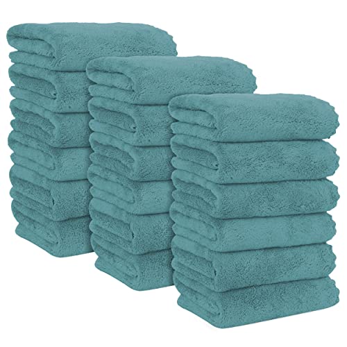 MOONQUEEN 18 Pack Premium Hand Towels - Quick Drying - Microfiber Coral Velvet Highly Absorbent Towels - Multipurpose Use as Hotel, Bathroom, Shower, Spa, Hand Towel 16 x 28 inches (Teal)