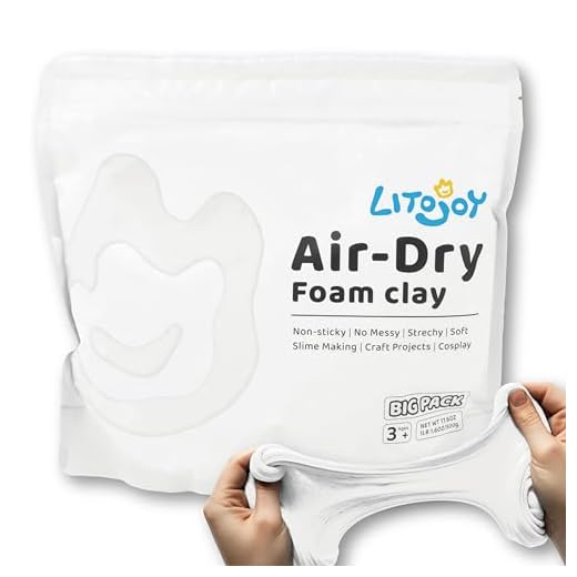 LitoJoy White Air Dry Foam Clay 1.1lbs/500g, Soft & Easy to Mold