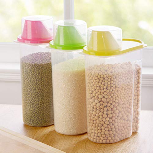 Doitool Snack Container 1Pc Cereal Storage Container Plastic Bean Storage Food Grain Storage Container With Spout Storage Organization For Kitchen Home Restaurant Size L (Green) Rice Container #TOP1