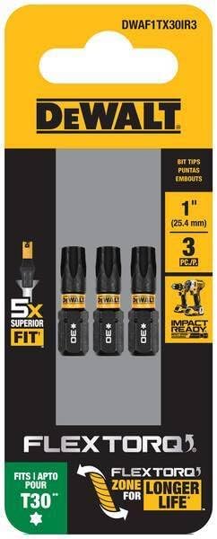 DW FLEXTORQ 3PK 1IN BITS FOR T30