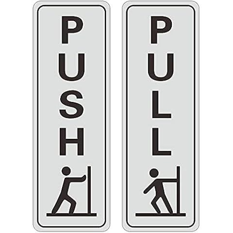Push Pull Door Sign, 15 x 5 X 0.2 Cm Acrylic with Self-Adhesive Tape for Business Stores Cafes Shops Door Windows Indoor and Outdoor use, Silver White,1 Pack (Pull + Push) Cover