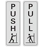 Push Pull Door Sign – 6 x 2 x 0.08 Inches Acrylic with Self-Adhesive Tape for Business Stores...