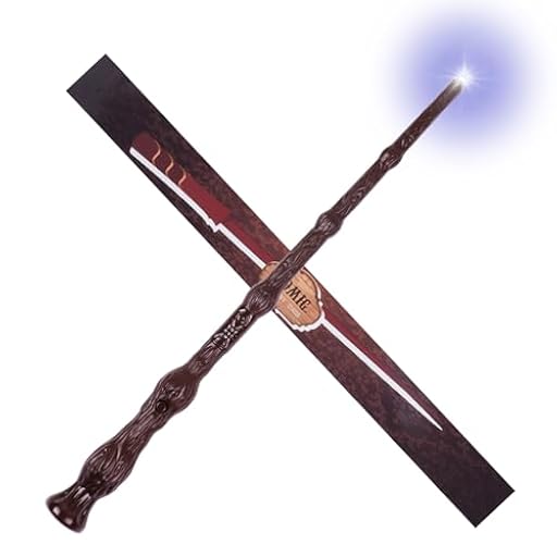 Aomig Varita Magica, Varita Mago con Luz y Sonido de 36cm, Varita con Luz Deluxe de Regalo Original Hombre y Mujer, Accesorios Disfraz Mago College Cosplay Halloween, Regalo Niño y Adulto (Marrón) | Ya disponible en tu tienda friki favorita! En mundofriki.es!