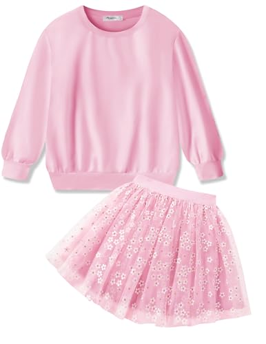 Image of Arshiner Toddler Girl Clothes Long Sleeve Pullover Sweatshirt and Tutu Skirt 2 Piece Outfits Kids Clothing Set Party Dress
