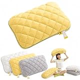 Jeeeun Marshmallow Pillow, Cooling Marshmallow Puff Pillow for Side and Back Sleepers, Breathable High Resilience Support, Fluffy Washable (Low Pillow,Yellow)