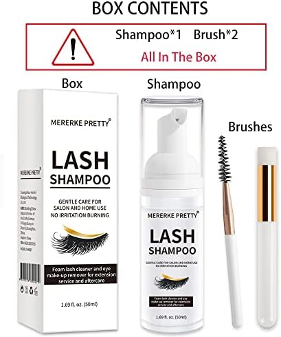 Eyelash Extension Shampoo 50 ml + Brush - Eyelid Foaming Cleanser - Sensitive Paraben & Sulfate Free - Eyelash Wash and Lash Bath for Extensions - Salon Use and Home Care