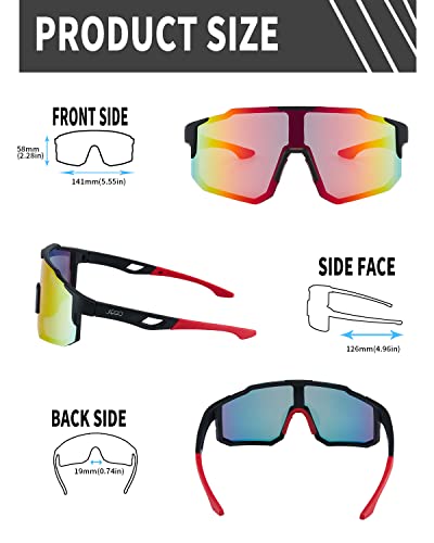 Sports Sunglasses For Men, Youth Baseball Cycling Glasses, Jiego Uv 400 Protection Suitable For Golf Climbing Running Fishing(Red) #TOP1