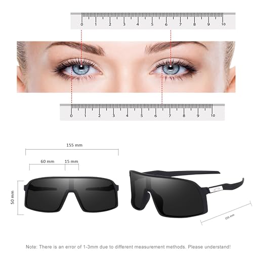 Image of IFLASH Non Polarized Mirrored Oversized Sports Sunglasses for Men Women, Outdoor Cricket Cycling Hiking Fishing Running Driving Baseball UV 400 Protection Anti Glare Goggles (BLACK)