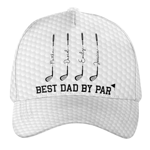 Dad Swings Like Pro - Personalized Classic Cap, Best Dad By Par, Best Grandpa By Par - Personalized Cap, Golf Golfing Hat, Custom Daddy Cap with Kids Names, Father's Day Hat Gifts