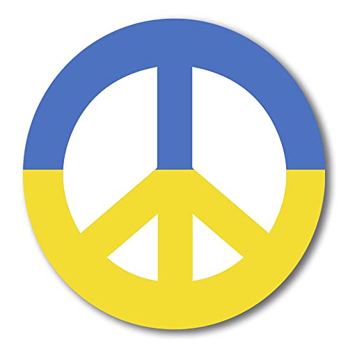 Image of Magnet Me Up Peace for Ukraine Option A Magnet Decal, 5 Inch Round, Heavy Duty Automotive Magnet for Car, Truck, SUV, Laptop, Lockers, or Any Other Magnetic Surface