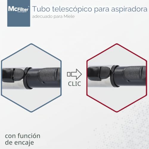 Miniatura 3 de Mcfilter Tubo Telescópico Adecuado Para Aspiradoras Miele S8340, S8360 Powerline, S8730, Tubo De Aspiradora Con Conexión Ø 35 Mm, Aprox. 61-103 Cm
