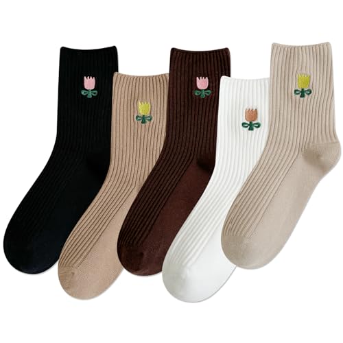 Image of IIG Women's Fashion Cute Cotton Socks Novelty Funny Above Ankle Crew Socks Holiday Gifts for Women 4 /5 Pairs