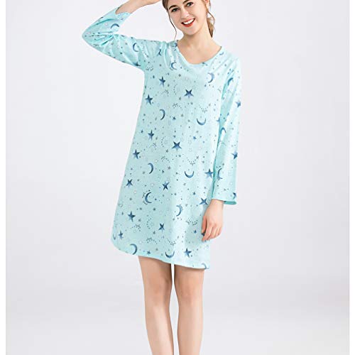 ENJOYNIGHT Women's Cotton Blend Long Sleeve Nightgown #TOP4