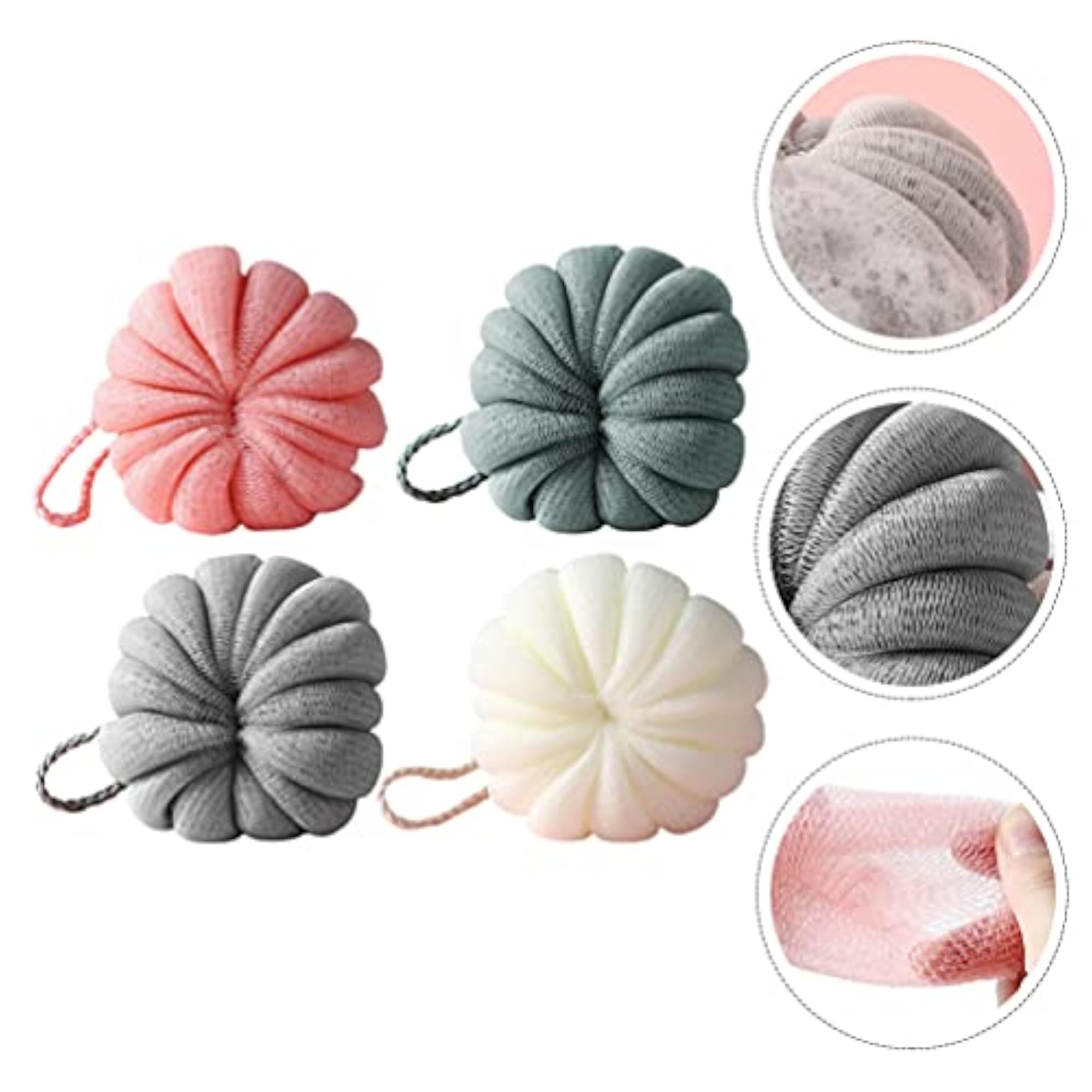 4PCS Pumpkin Bath Shower Loofah Sponge Set