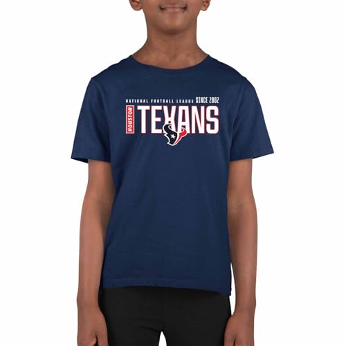 Team Fan Apparel NFL Youth Modern Endzone Football T-Shirt Unisex Tag Free Comfortable, Kids Boys Girls, Lightweight Soft (Houston Texans - Navy, Small)