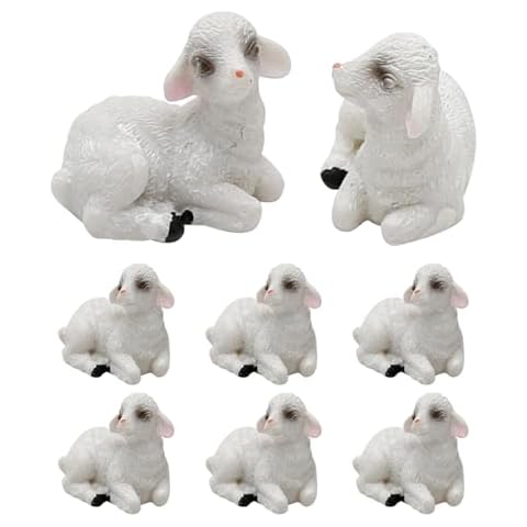 Zreneyfex 8Pcs Miniature Sheep Figurines Cover