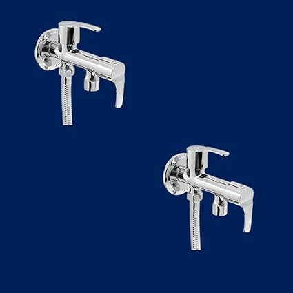 RIVIA Phoenix Brass 2 in 1 Chrome Finish Bib Cock with Wall Flange (Silver) (2)