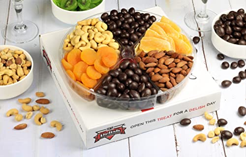 Gourmet-Holiday-Gift-Basket-Chocolate-Nuts-and-Dried-Fruit-Large-Gift-Tray-6-Pt-by-Its-Delish--New-Year-Valentines-Fathers-Mothers-Day-Anniversary-Family-Parties-Birthday-Gift-Box-Vegan-Kosher