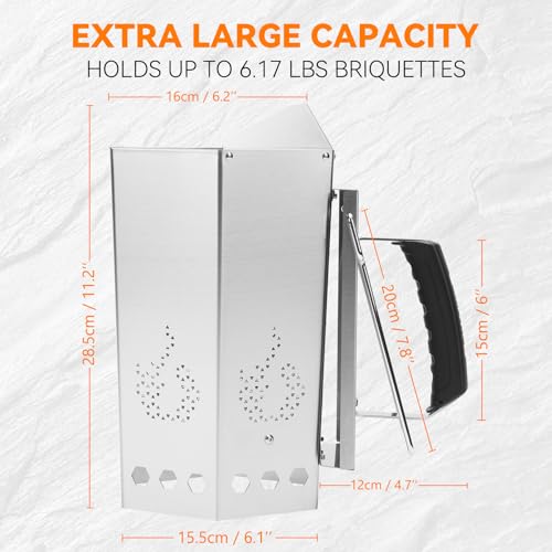 onlyfire Charcoal Chimney Starter with 50PCS Charcoal Starter,BBQ Fire Starter for Charcoal Grills Sturdy and Easy to Use Grill Tools