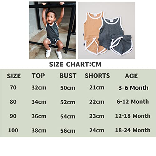 Xiqaalombvt Baby Boy Summer Outfit Solid Tank Tops Sleeveless T-Shirt And Track Shorts Clothes Cute Infant Clothing Set (Dark Grey,6-12 Months) #TOP6