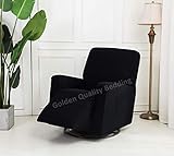 Golden Quality Bedding Stretch Recliner Slipcover One Piece Furniture Protector with Elastic Straps and Pocket Polyester Spandex Supersoft Non-Brushed Fabric Fits Most Recliner Sizes (Black)
