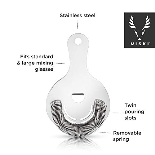 Viski Hawthorne And Bartending Strainer - Stainless Steel Bar Cocktail Strainer For Drinks With Handles #TOP1