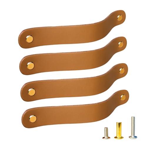 ALEACAR 4 Pack Leather Drawer Pulls and Cabinet Handles, Kitchen
