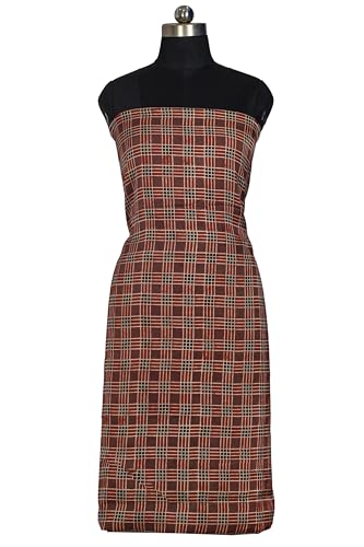 Image of Ethnics of Kutch Womens's Ajrakh Modal Silk Natural Dye Hand Block Print Unstitched Kurta Fabric