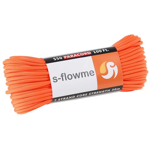スフローム(s-flowme) パラコード 7芯 4mm x 30m 全60色 耐荷重 250kg クラフト パラコード アクセサリー アウトドア キャンプ テント タープ 用固定用紐 ガイロープ ロープ A29 ダークオレンジ