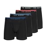 Ted Baker Men's 4 Pack Cotton Stretch Boxer Brief, Black Combo, Medium