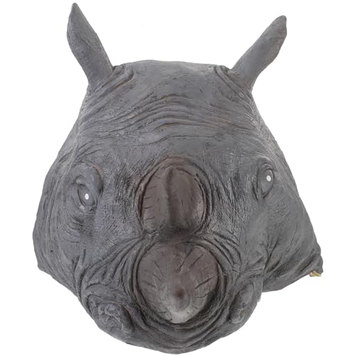 Healeved Masque de Rhinocéros D'halloween pour Cosplay, Couvre-chef Effrayant, Accessoire Photo Amusant pour Les Fêtes D'halloween, Couvre-chef en Latex Gris