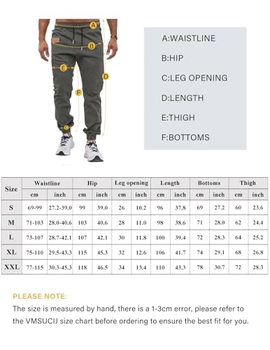 VMSUCIJ Pantalones Hombre Casuales Deporte Elásticos Joggers Largos Pants con Bolsillos Algodón Pantalón Deportivo,Gris 01,L - imagen 5