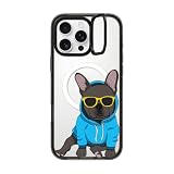 CASETiFY インパクト リングスタンド MagSafe対応 iPhone 16 Pro Maxケース [キックスタンド / 2mからの落下試験をクリア (MIL規格3倍相当) / ワイヤレス充電およびMagsafe対応] - Hipster Frenchie - Black - クリア ブラック