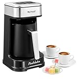 Roland Germany Türkische Kaffeemaschine, 600W, Kaffeekanne, Slow COOK Technologie, 4 Tassen Kapazität, mit Kaffeemesslöffel, Doppelter Ausguss, Ton- und Lichtwarnsystem (1, Schwarz)