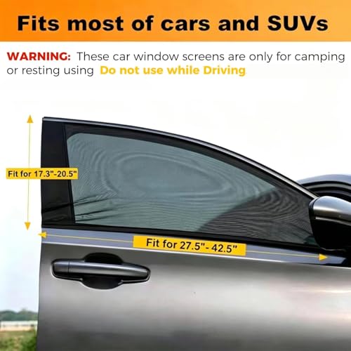Car Front Side Window Shades,2 Pack Breathable Mesh Car Window Screens Sun Shades Covers for Car Camping, Fit for 95% of Sedan Cars and Medium SUVs by Yayalovehomee - Image 5