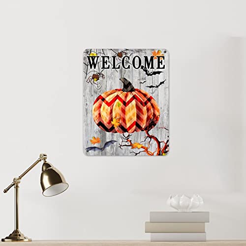 Déco Halloween durable plaque citrouille métal étanche pour extérieur maison - 3