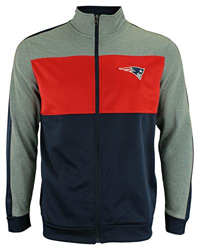 Outerstuff NFL Youth Boys (8-20) Performance Full Zip Stripe Jacket, New England Patriots Large (14-16)