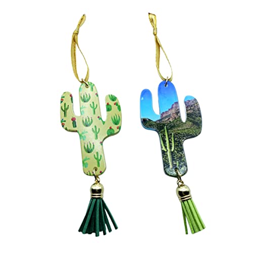 (Set Of 2) Cactus Acrylic Holiday Ornament With A Tassel Christmas Ornament Sun Catcher #TOP1