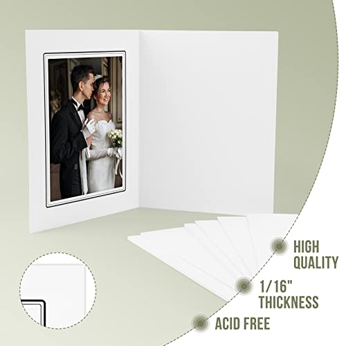 Golden State Art, 50 Pack, Photo Folders for 5x7 Picture, Cardboard/Paper Frames, Special Events: Graduation, Wedding, Christmas, Great Invitation/Greetings Cards (White with Black Lining) - Thumbnail 4