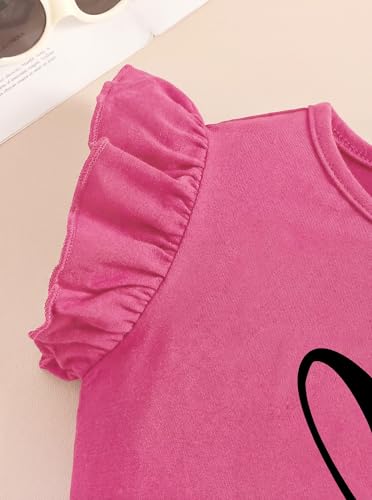 Image of Girls 2 Piece Outfits Summer Ruffle Sleeve Top and High Waisted Striped Shorts Set for Girls 7-14